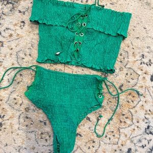 cute green swim suit set